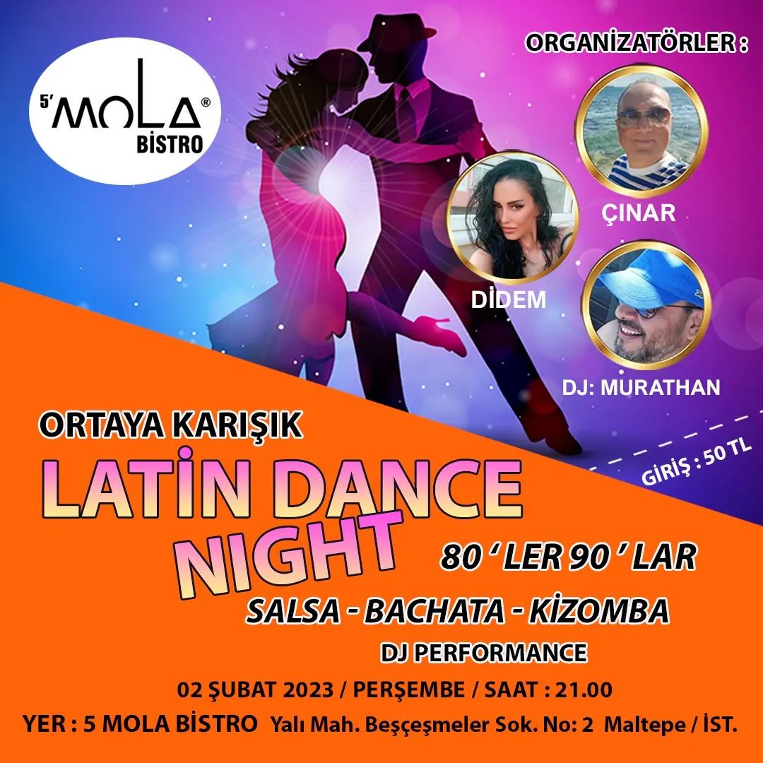 Dans Partnerim - Bachata dansı gecesi için bir broşür.