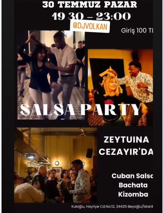Dans Partnerim - Bir dans topluluğu tarafından düzenlenen salsa dans partisinin posteri.