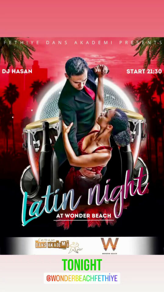 Dans Partnerim - Plajda salsa ve bachata içeren Latin dansını tanıtan bir broşür.